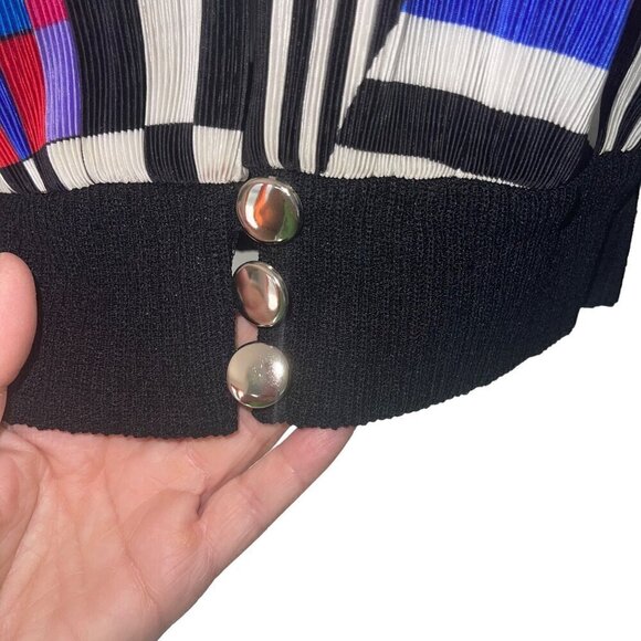 Virginie Vintage Womens Dress Jacket Size Medium Black Ensemble Midi Pleated - Picture 8 of 10